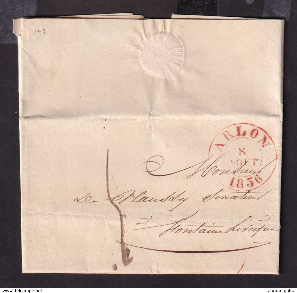 DDGG 073 - Lettre Précurseur ARLON 1836 Vers FONTAINE L'EVEQUE - Port 5 Décimes - Indice Herlant 13 = 22.50 Euros - 1830-1849 (Belgio Indipendente)