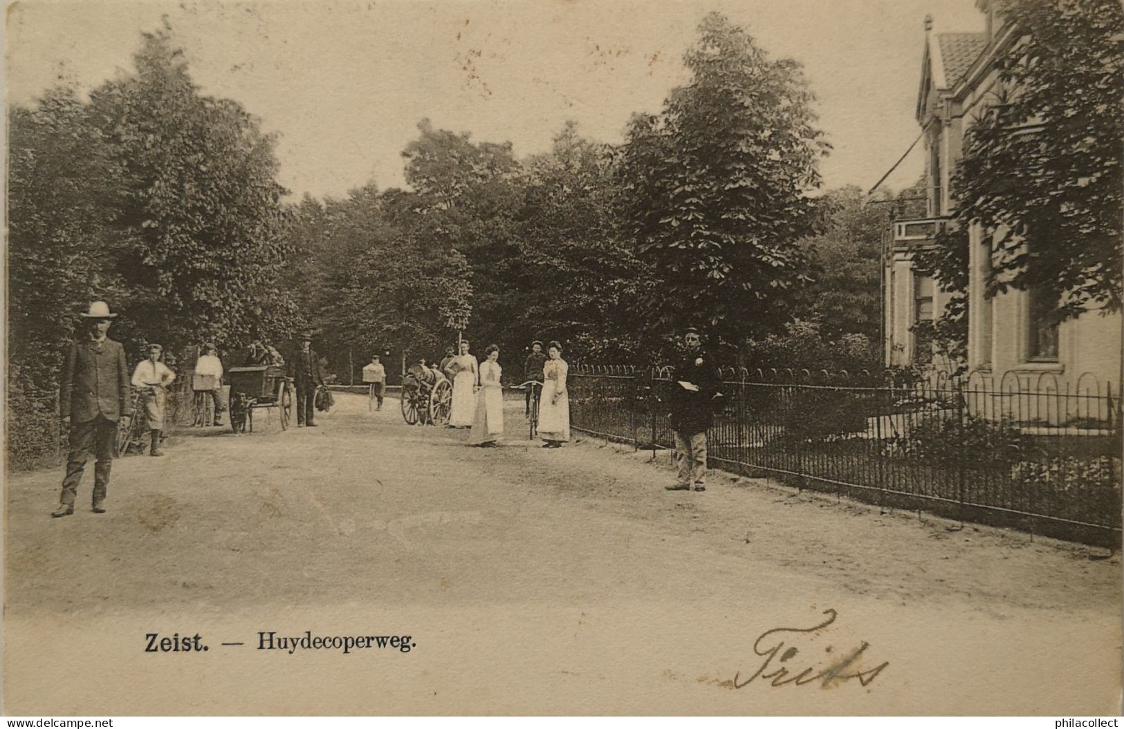 Zeist (Utr.) Huydecoperweg (Veel Volk) 1903Topkaart - Zeist