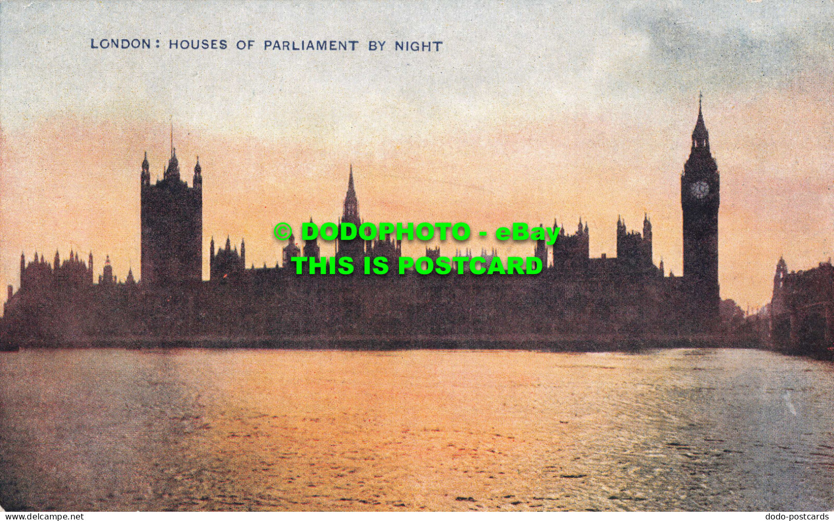 R547340 London. Houses Of Parliament By Night. Celesque Series. Photochrom - Autres & Non Classés