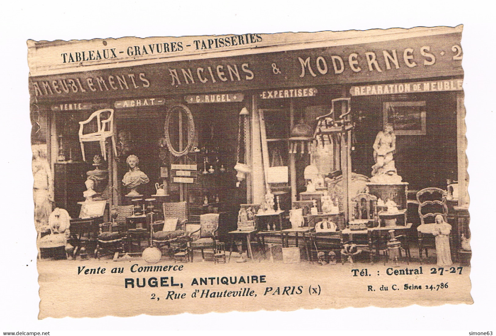 D 75 - Cpa - Publicité - RUGEL ANTIQUAIRE - Vente En Commerce - Rue Hauteville - - Paris (10)