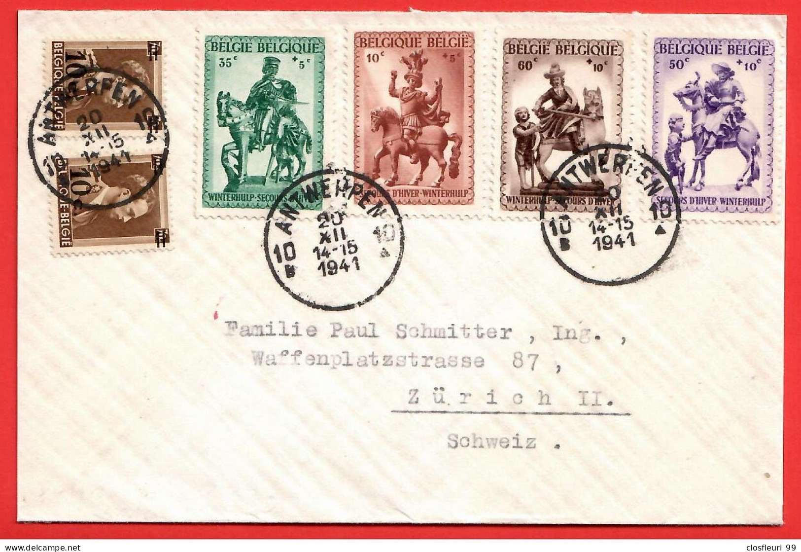 Lettre Censurée 20.12.1941, Avec Série, Geöffnet 298, 275, Pour Zürich - WW II (Covers & Documents)