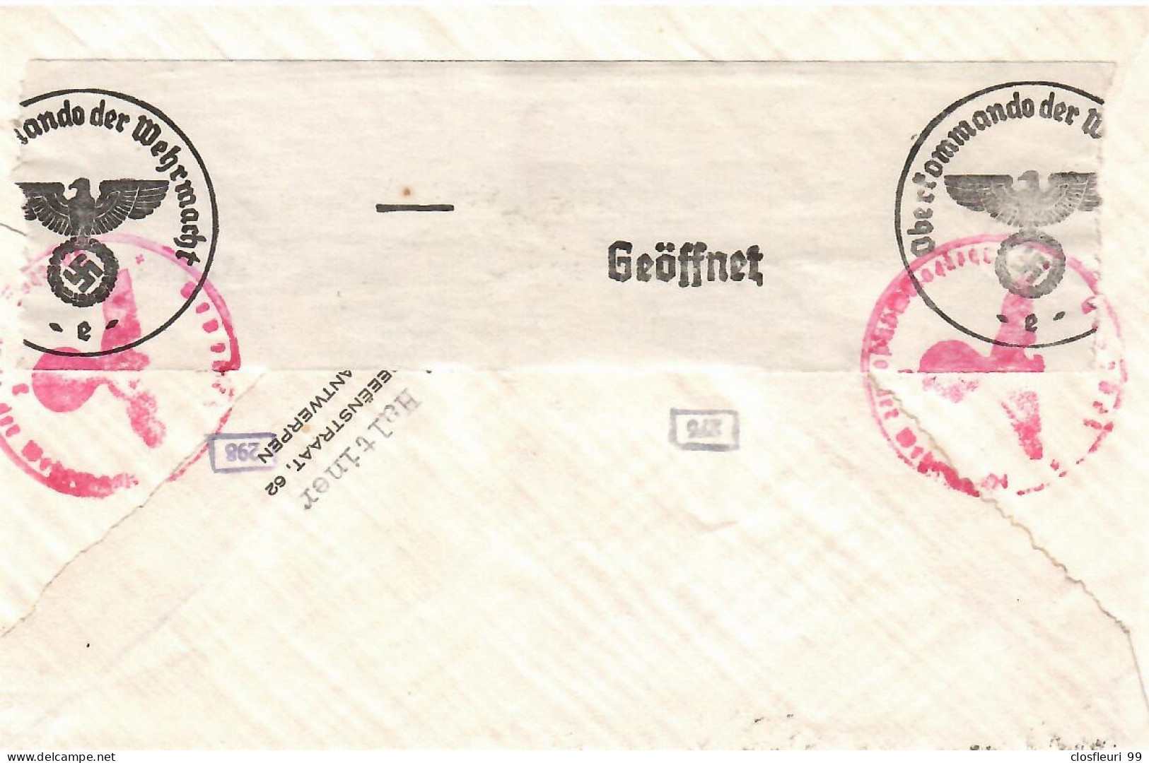Lettre Censurée 20.12.1941, Avec Série, Geöffnet 298, 275, Pour Zürich - Oorlog 40-45 (Brieven En Documenten)