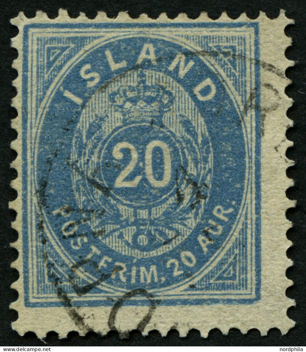 ISLAND 14Aa O, 1882, 20 A. Blau, Gezähnt 14:131/2, Pracht, Mi. 45.- - Other & Unclassified