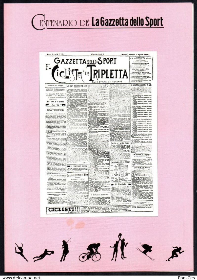 CYCLING - ITALIA 1996 - STAMPA EDITORIA - CENTENARIO DE LA GAZZETTA DELLO SPORT - FOLDER - A - Wielrennen