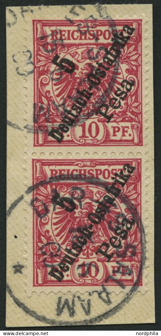 DEUTSCH-OSTAFRIKA 8b Paar BrfStk, 1896, 5 P. Auf 10 Pf. Rotkarmin Im Senkrechten Paar, K1 DAR-ES-SALAAM, Prachtbriefstüc - Africa Orientale Tedesca