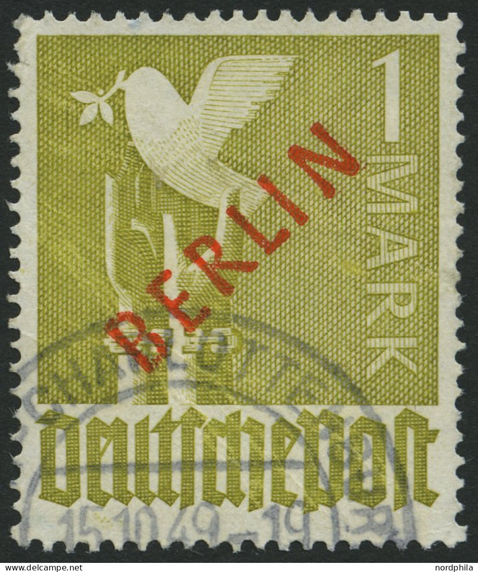 BERLIN 33 O, 1949, 1 M. Rotaufdruck, Feinst (Knitterspuren), Gepr. D. Schlegel, Mi. 550.- - Gebraucht