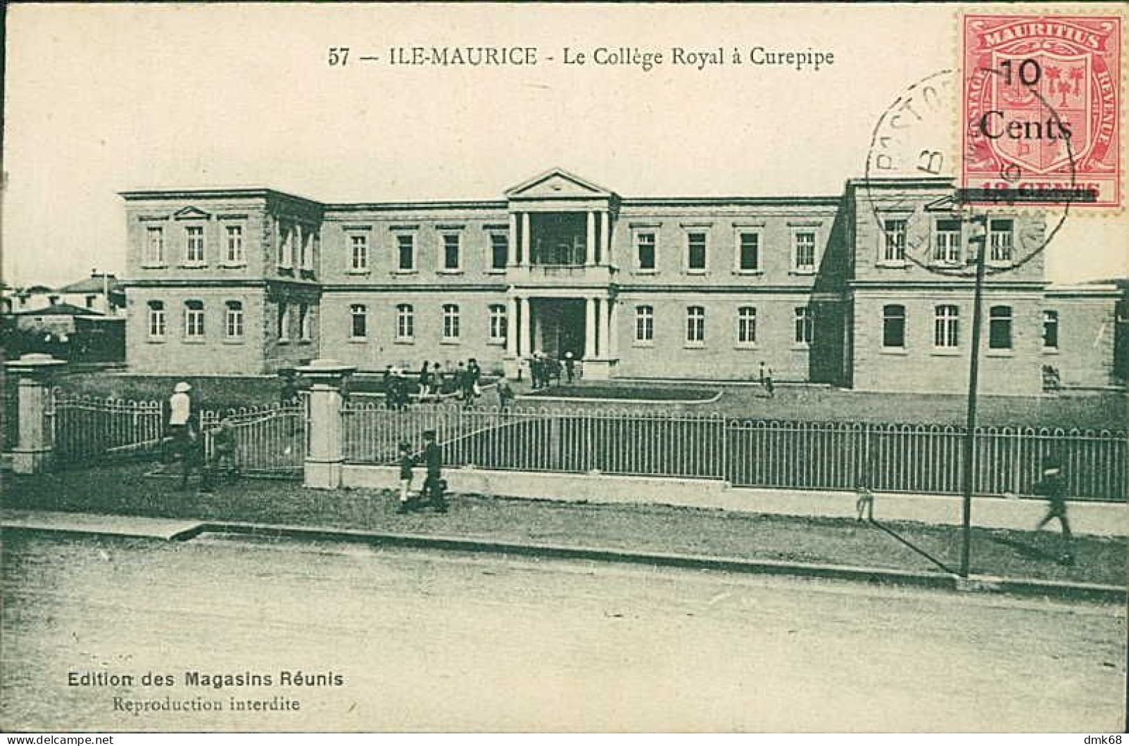 MAURITIUS / ILE MAURICE - LE COLLEGE ROYAL A CUREPIPE - EDIT. MAGASINS REUNIS - MAILED 1926 / OVERPRINT STAMP (12577) - Mauritius
