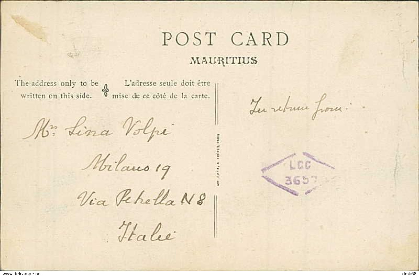 MAURITIUS / ILE MAURICE - LE COLLEGE ROYAL A CUREPIPE - EDIT. MAGASINS REUNIS - MAILED 1926 / OVERPRINT STAMP (12577) - Mauritius