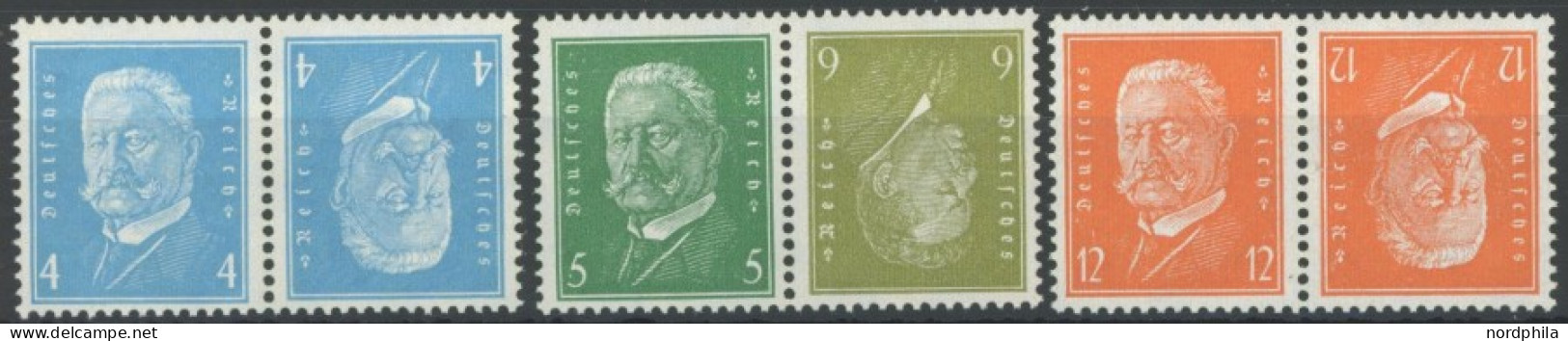 ZUSAMMENDRUCKE K 9,11,13 **, 1932, Hindenburg, 3 Kehrdrucke, Postfrisch, Pracht, Mi. 120.- - Zusammendrucke