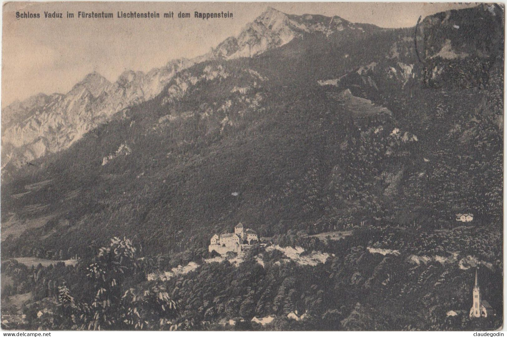 Schloss Vaduz Im Fürstentum, Liechstenstein, Mit Dem Rappensteim. Circulé En 1913. 2 Scans. Peu Courante - Liechtenstein