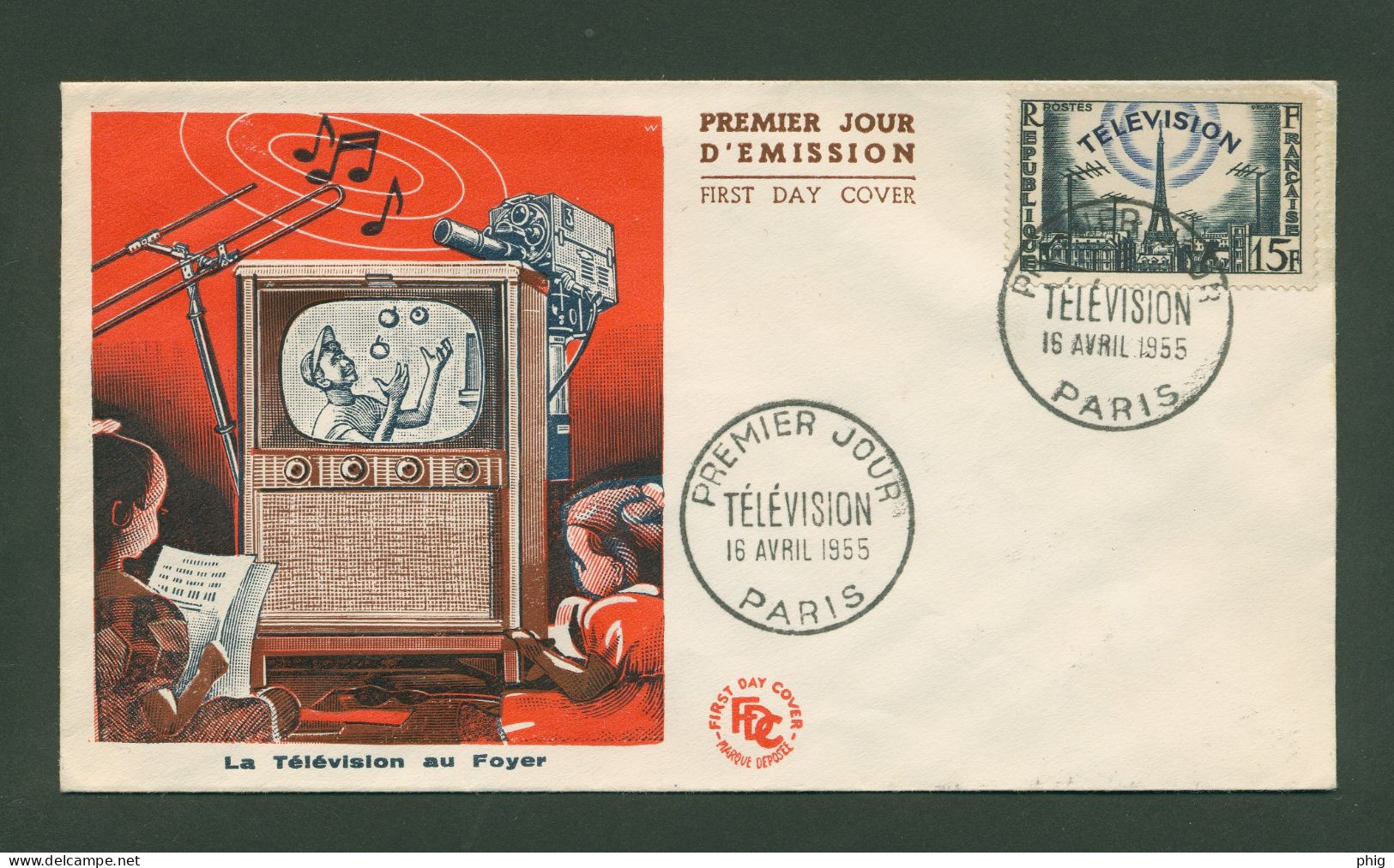 FR -  ENVELOPPE FDC 1ER JOUR  - TIMBRE N°1022 DE 1955 " LA TELEVISION  "  - ETAT** - 1950-1959
