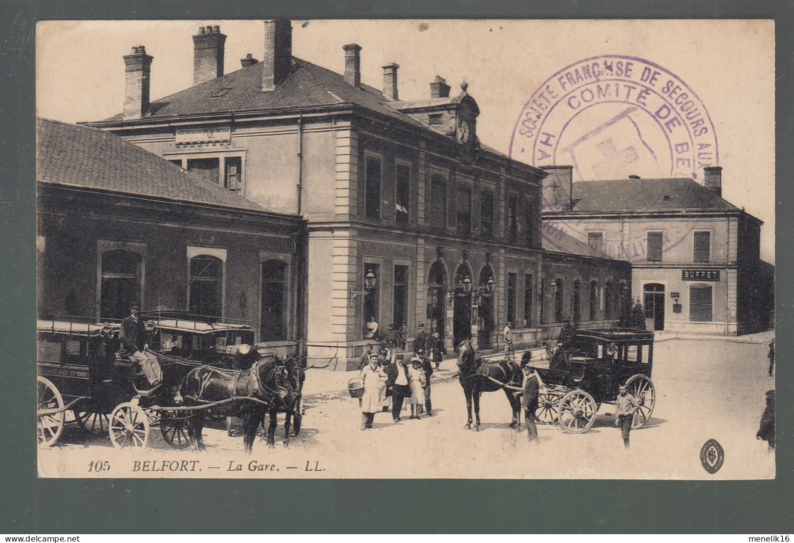 CP - 90 - Belfort - Gare -Cachet "Société Française De Secours Aux Blessés Militaires - Comité De Belfort" - Belfort - City