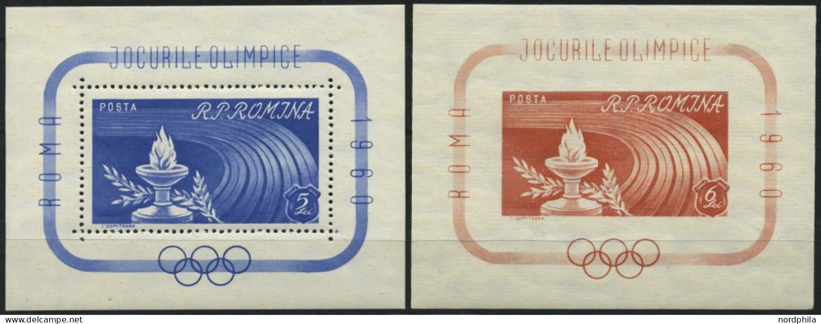 RUMÄNIEN Bl. 46/7 **, 1960, Blockpaar Olympische Spiele, Pracht, Mi. 55.- - Blocs-feuillets