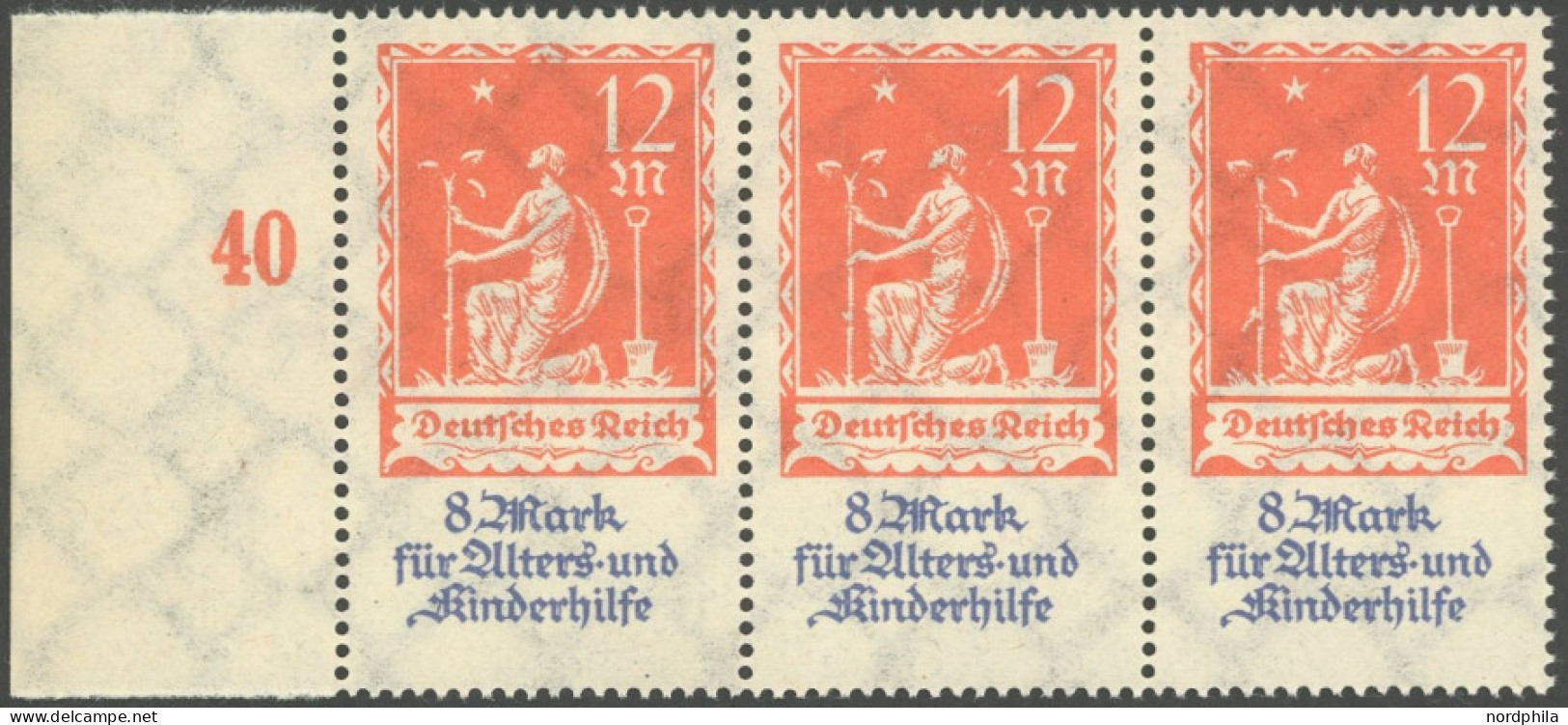 Dt. Reich 234 Pf V **, 1922, 12 M. Allegorie Mit Abart Schräger Weißer Strich Links Am Bäumchen Etwas Unterhalb Des Knie - Otros & Sin Clasificación