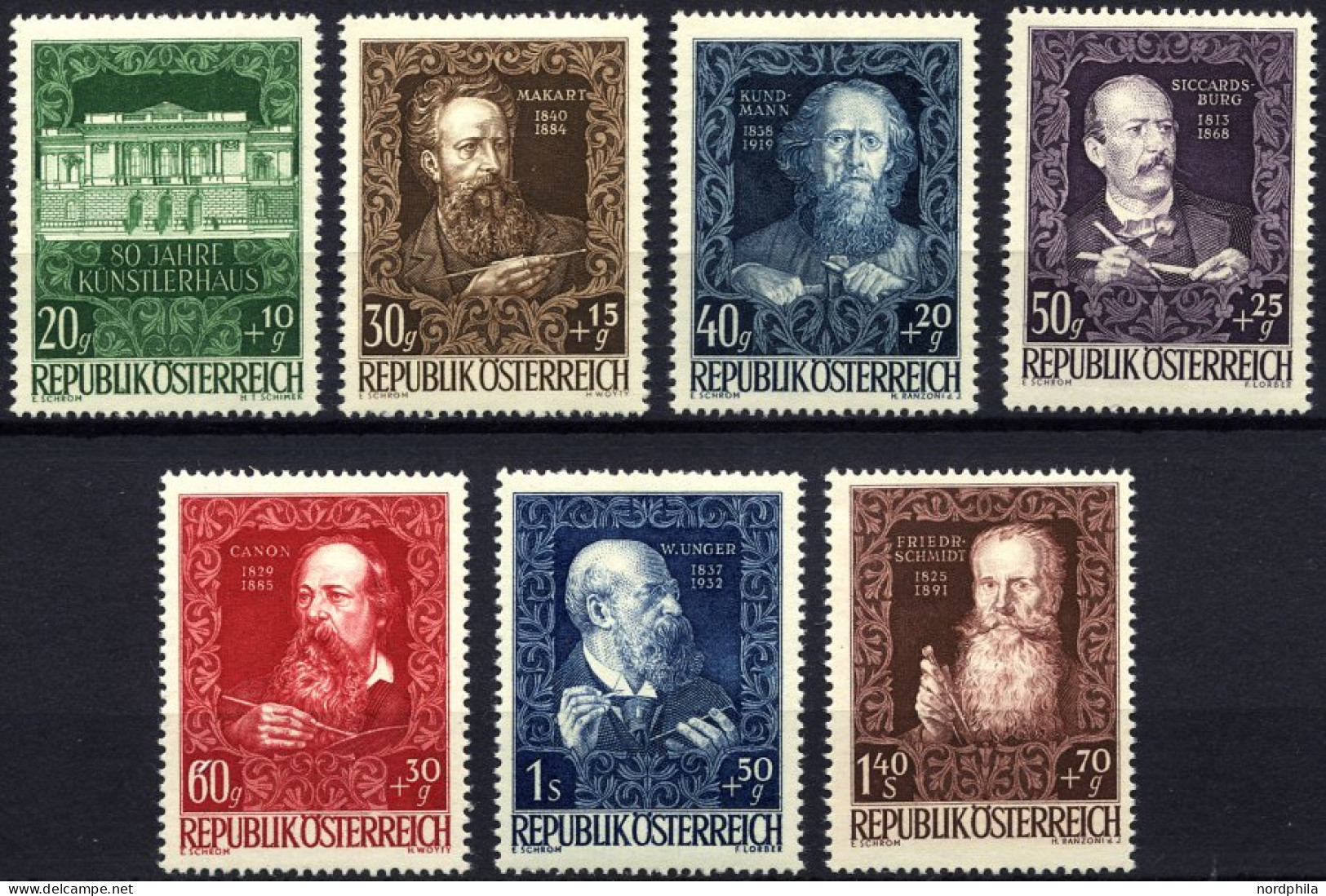 ÖSTERREICH 878-84 **, 1948, 80 Jahre Künstlerhaus, Prachtsatz, Mi. 50.- - Used Stamps