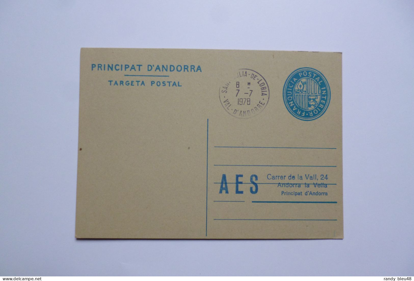 PRINCIPAT  D'ANDORRA  -  Targeta Postal  -  AES  -  Entier Postal  -  ANDORRA  -  ANDORRE - Andorre