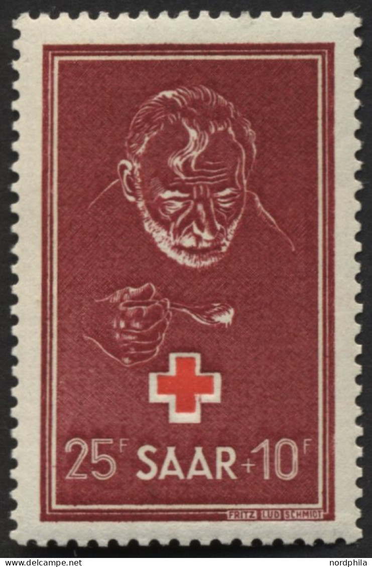 SAARLAND 292 **, 1950, 25 Fr. Rotes Kreuz, Pracht, Mi. 34.- - Autres & Non Classés