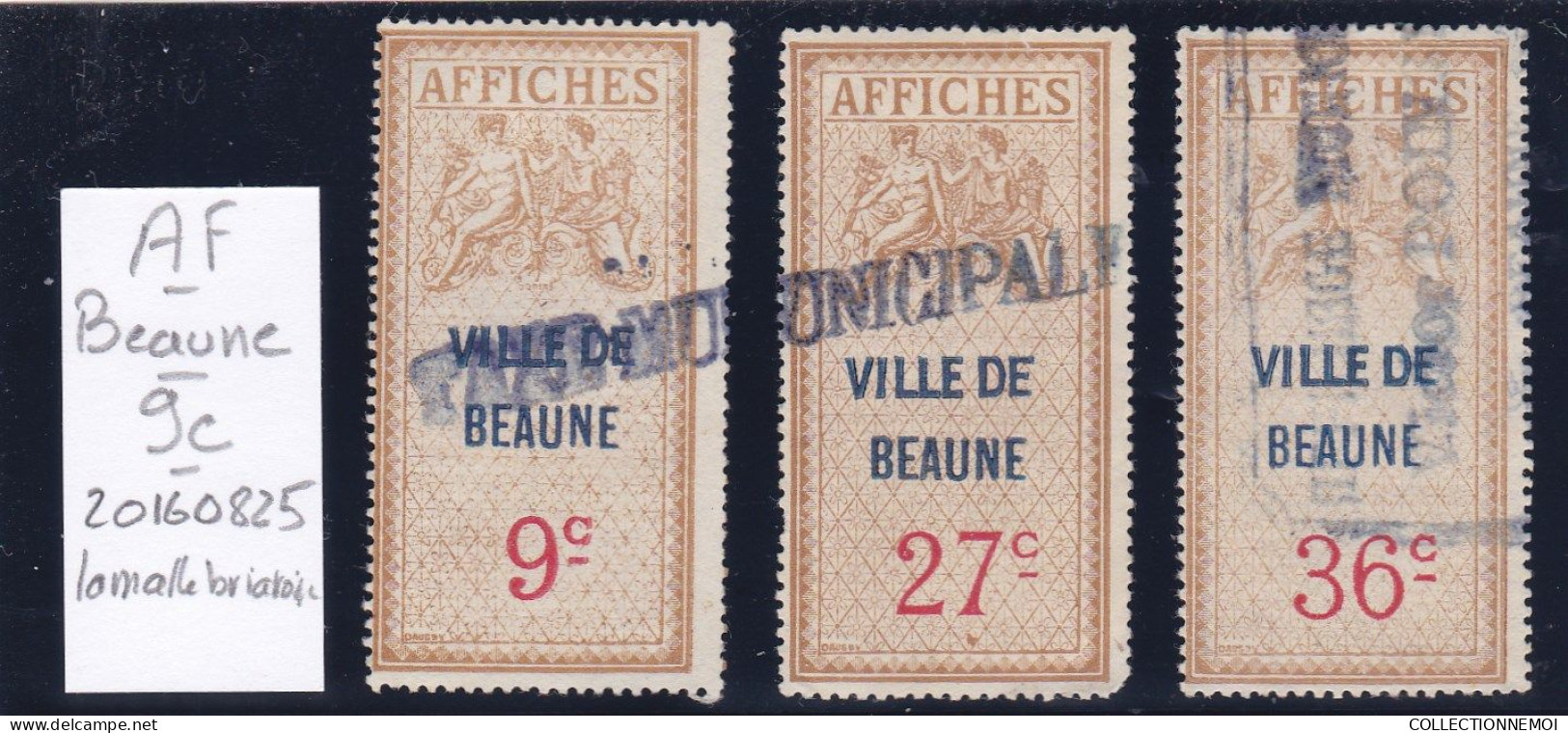 AFFICHES  De VILLE ,,,,,,,,,,,, VILLE DE BEAUNE 3 Timbres - Timbres