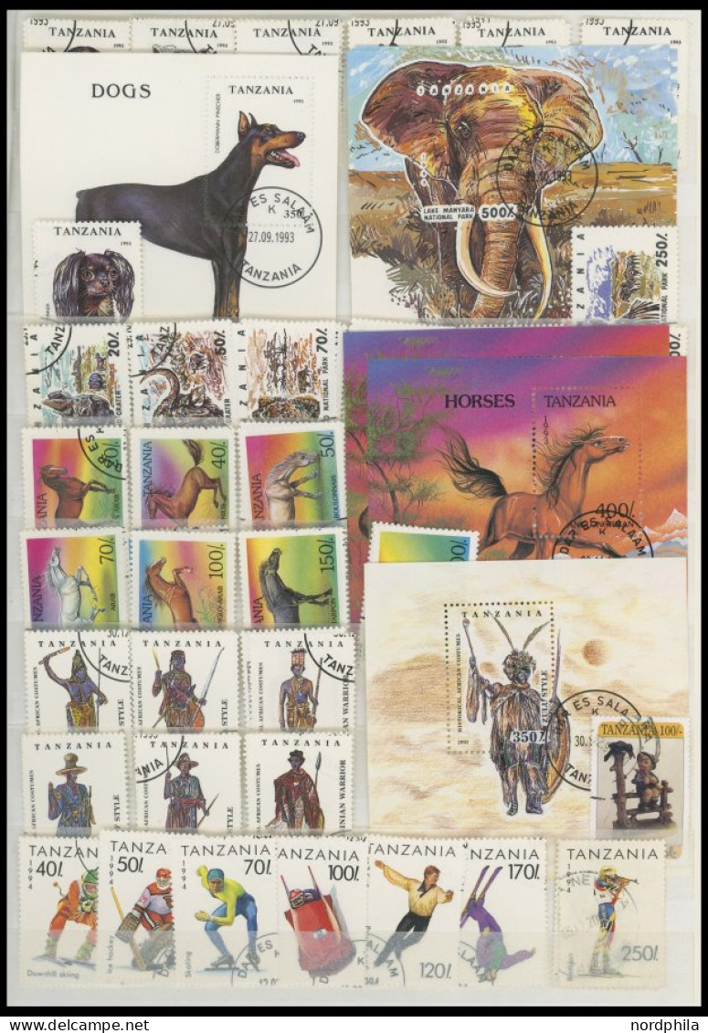 TANSANIA O,** , Dublettenbuch Von 1980-96 Sauber Im Einsteckbuch, Dabei Kleinbogen, Blocks Und Zwischenstegpaare, Fast N - Tanzania (1964-...)
