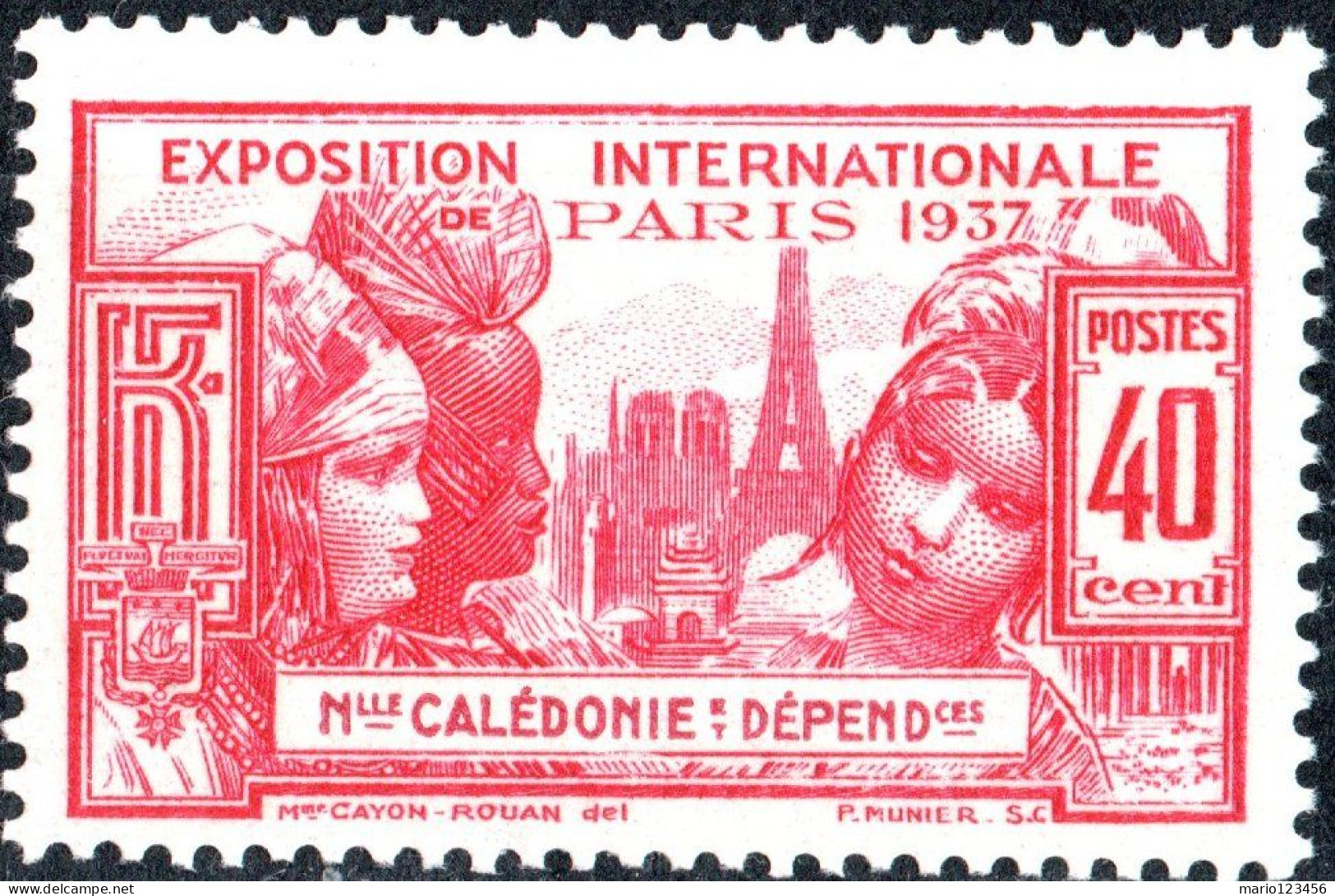 NUOVA CALEDONIA, NEW CALEDONIA, MOSTRA INTERNAZIONALE PARIGI, 1937, NUOVI (MLH*) Mi:NC 202, Scott:NC 210, Yt:NC 168 - Nuevos