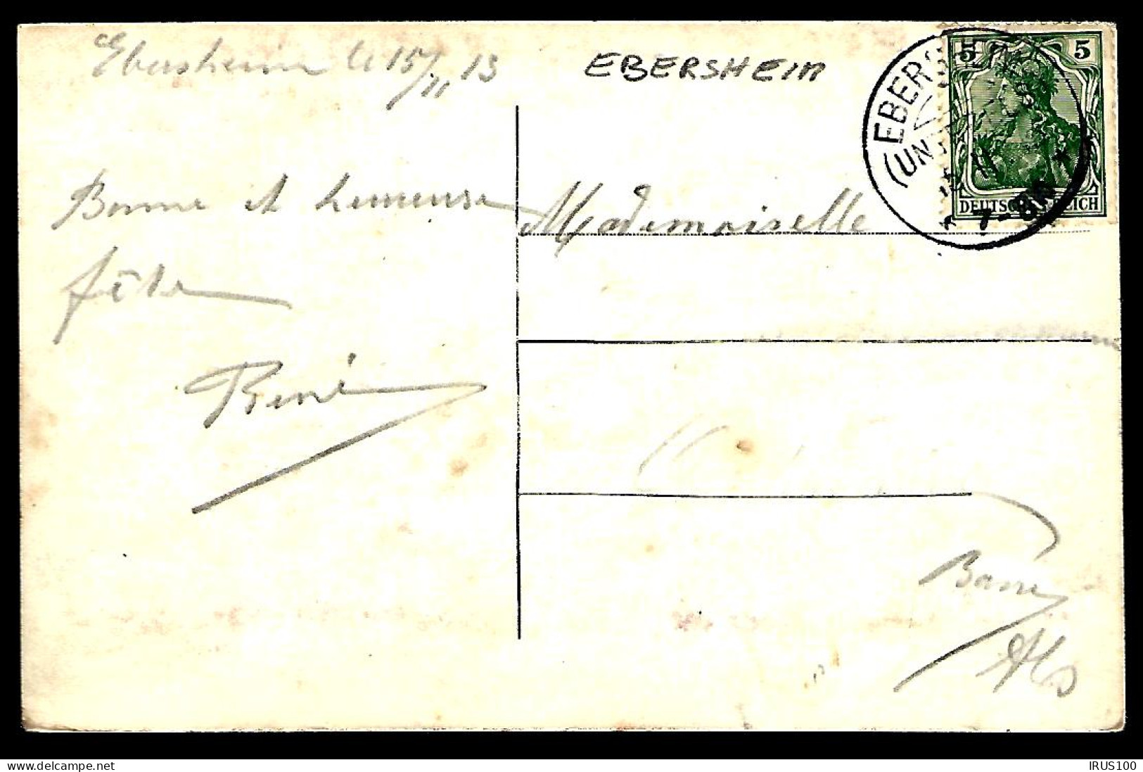 COURRIER D'EBERSHEIM - UNTERELSASS - 1913 -  - Cartas & Documentos