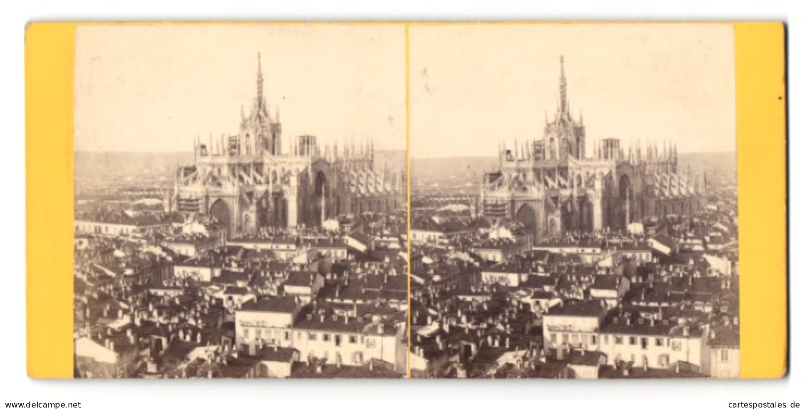 Stereo-Foto Unbekannter Fotograf, Ansicht Milan, Vue Generlae De La Cathedrale  - Photos Stéréoscopiques