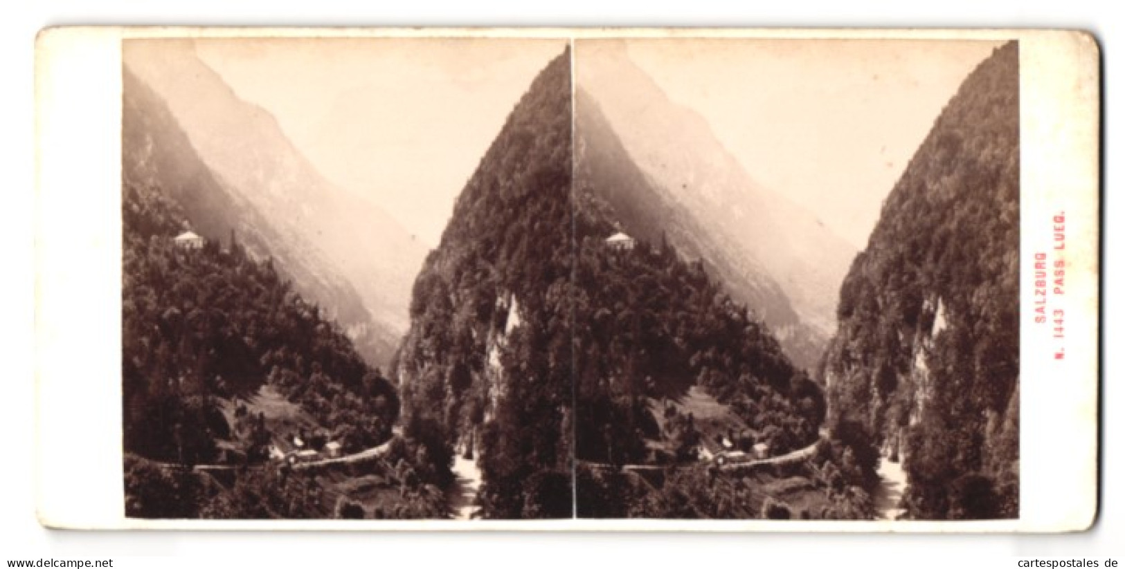 Stereo-Fotografie Alois Beer, Klagenfurt, Ansicht Salzburg, Pass Lueg  - Photos Stéréoscopiques