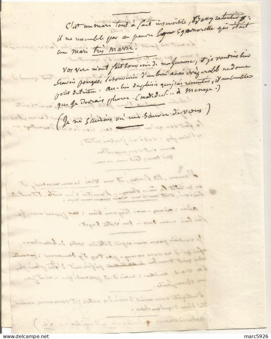 N°1995 ANCIENNE LETTRE EXTRAIT DES LETTRES DE MADAME DE SEVIGNE A DECHIFFRER PAS DE DATE - Historische Dokumente