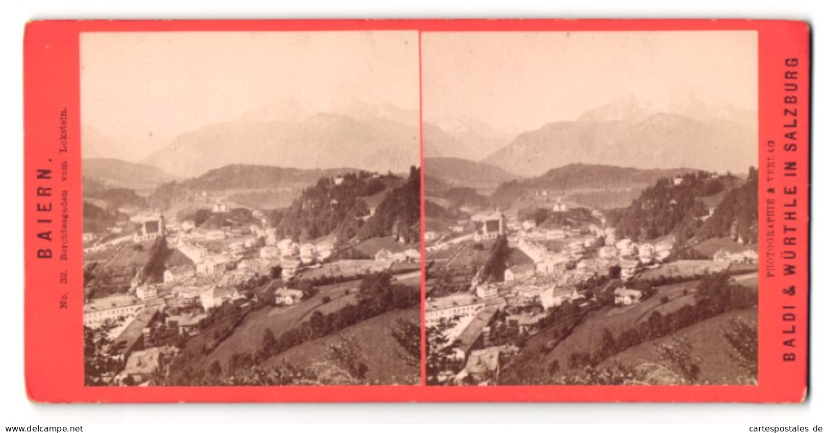 Stereo-Fotografie Baldi & Würthle, Salzburg, Ansicht Berchtesgaden, Blick Auf Die Stadt Vom Lokstein Aus Gesehen  - Stereoscoop