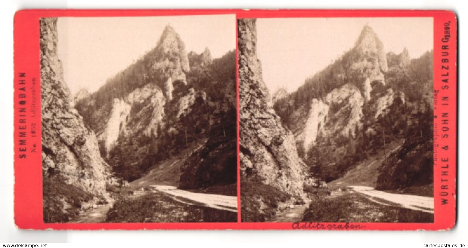 Stereo-Fotografie Würthle & Spinnhirn, Salzburg, Ansicht Semmering-Kurort, Adlitzgraben  - Photos Stéréoscopiques