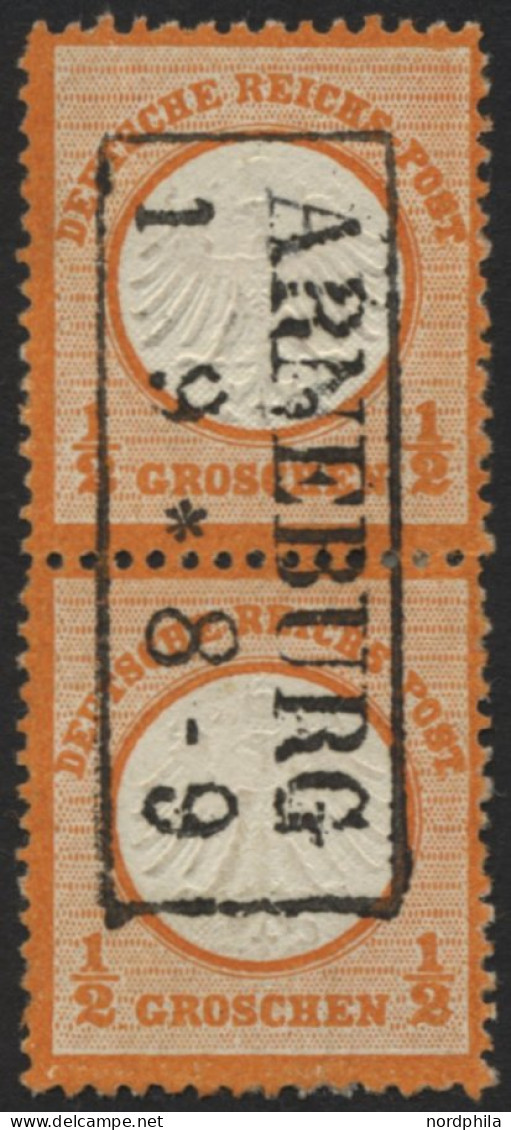 Dt. Reich 14 Paar O, 1872, 1/2 Gr. Orange Im Senkrechten Paar, Idealer R2 ARNEBURG, Pracht - Oblitérés