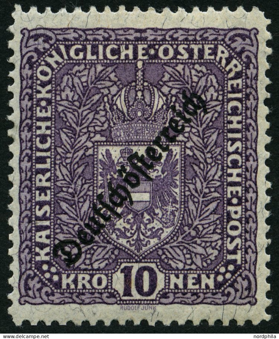 ÖSTERREICH 246IA *, 1919, 10 Kr. Schwärzlichbraunviolett, Falzrest, Pracht, Mi. 120.- - Usati