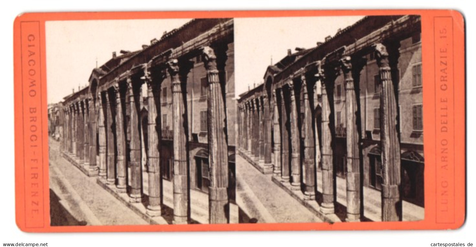 Stereo-Foto Giacomo Brogi, Firenze, Ansicht Mailand, Colonne Di San Lorenzo  - Stereoscopic