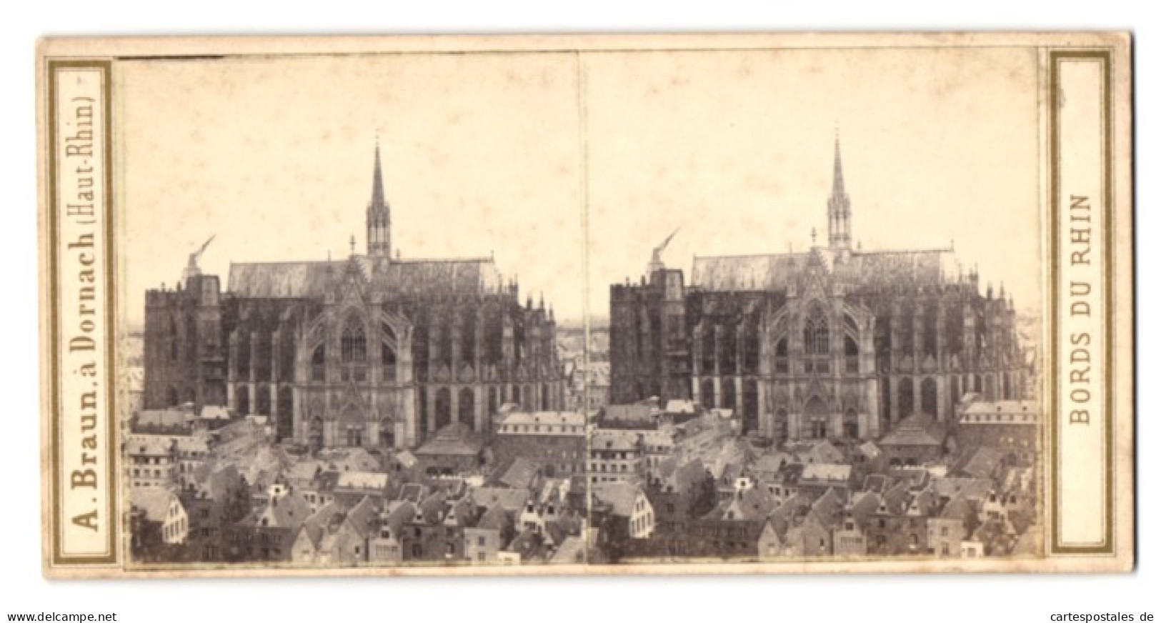 Stereo-Fotografie A. Braun, Dornach, Ansicht Köln A. Rh., Blick Nahc Dem Dom Noch Ohne Die Türme  - Stereoscopic