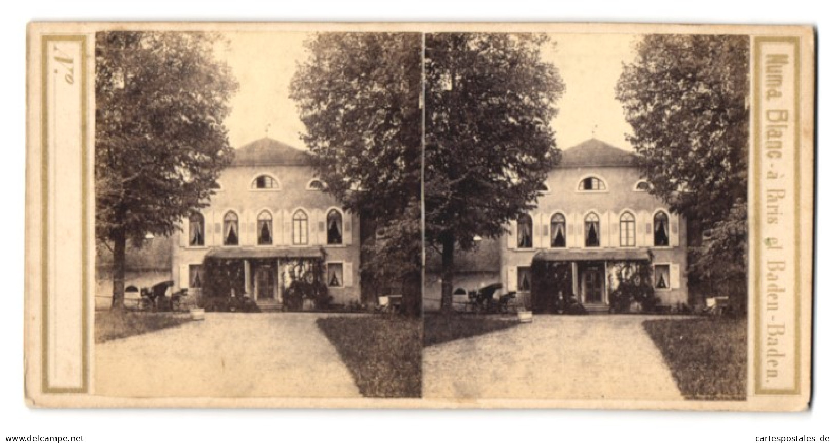 Stereo-Fotografie Numa Blanc, Baden-Baden, Unbekannter Ort, Blick Auf Ein Herschaftliches Wohnhaus  - Stereo-Photographie