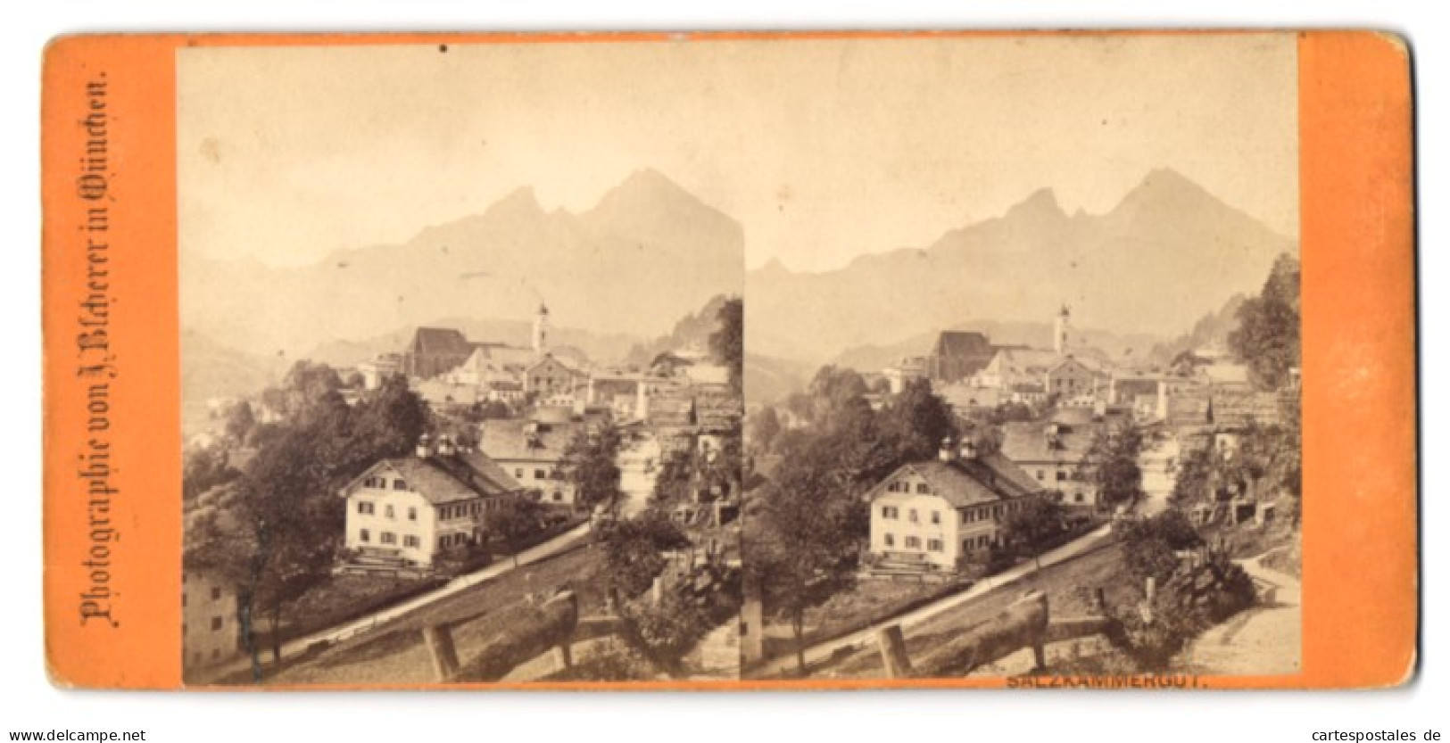 Stereo-Fotografie J. Bscherer, München, Ansicht Berchtesgaden, Blick In Den Ort  - Stereoscoop