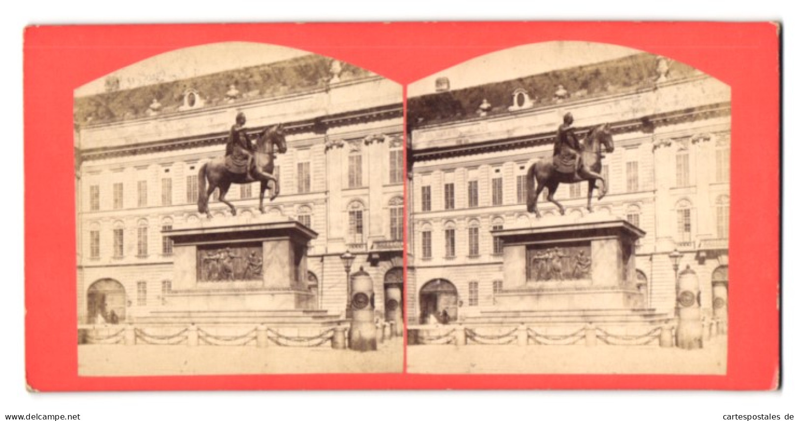 Stereo-Fotografie Oscar Kramer, Wien, Ansicht Wien, Das Kaiser Joseph Reiterdenkmal  - Stereo-Photographie