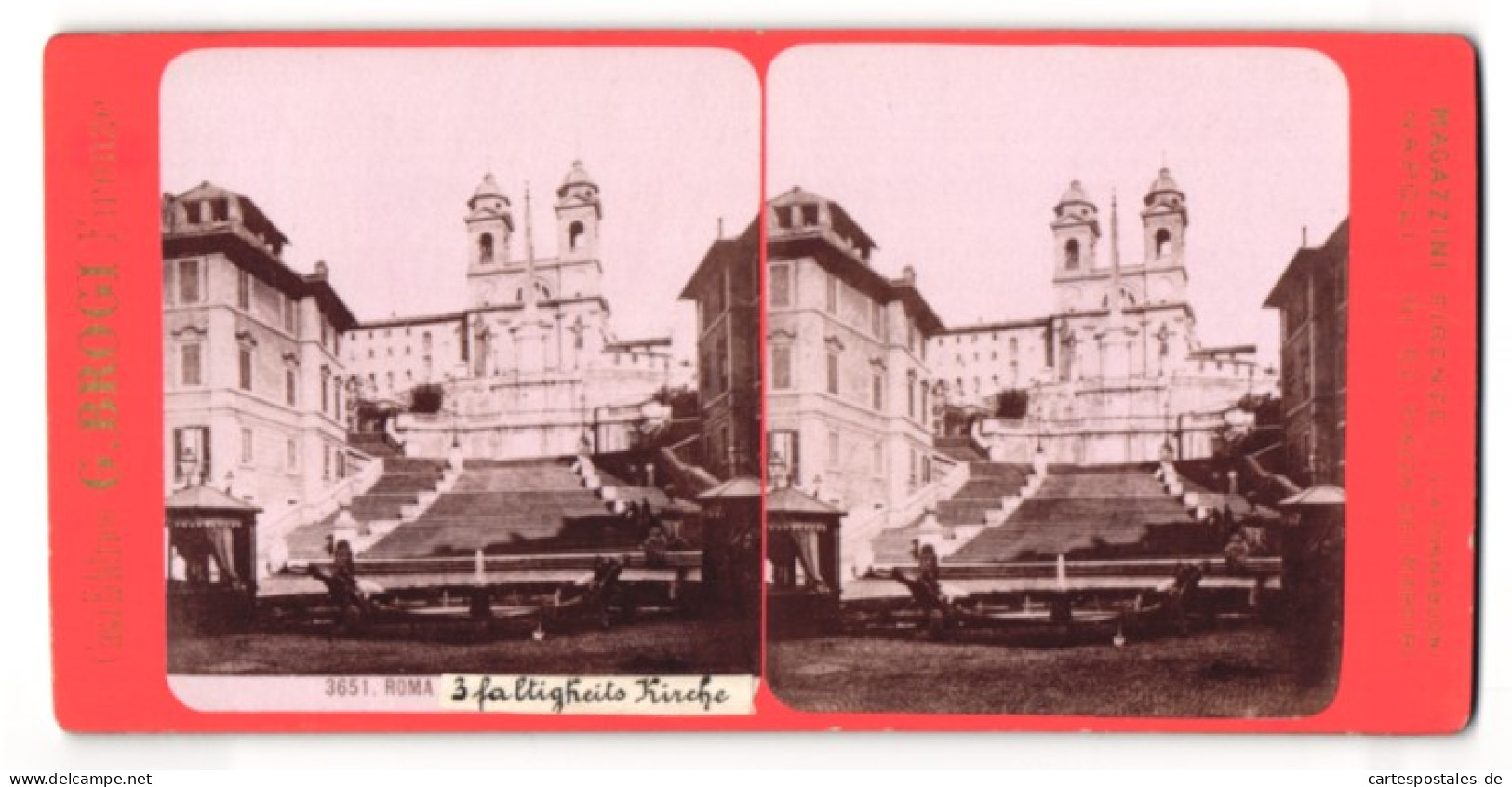 Stereo-Foto G. Brogi, Firenze, Ansicht Roma, Blick Zur 3 Faltigkeits Kirche  - Stereoscopic