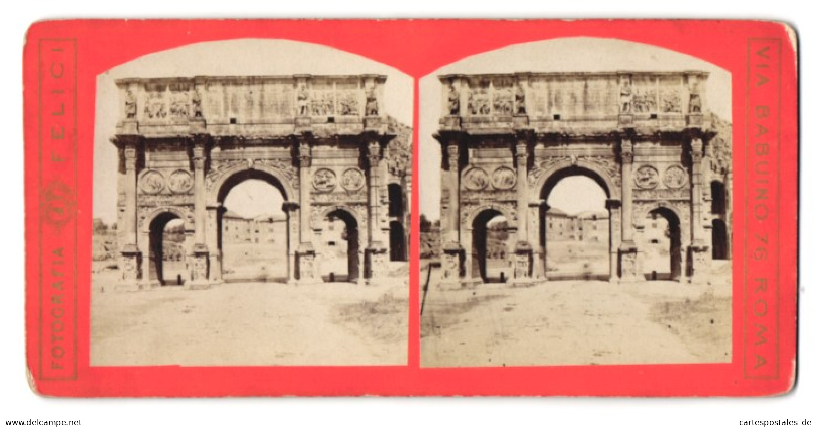 Stereo-Foto Felici, Roma, Ansicht Roma, Arco Di Costantino  - Stereoscoop