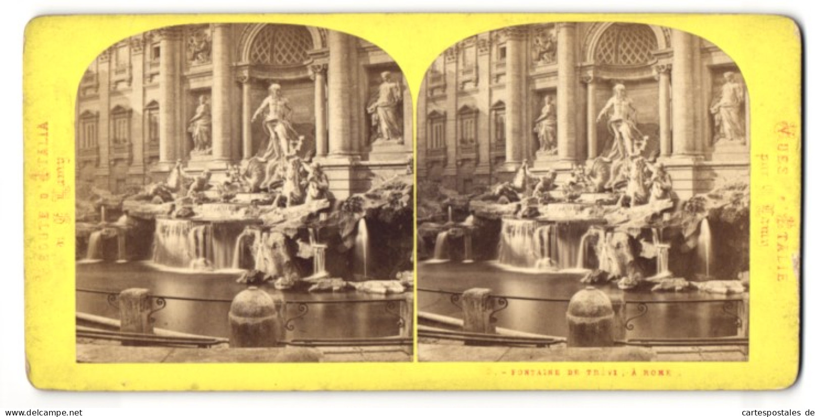 Stereo-Foto E. Lamy, Ansicht Rome, Fontaine De Trevi  - Stereoscoop
