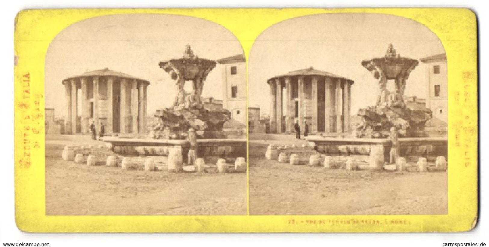 Stereo-Foto E. Lamy, Ansicht Rome, Vue Du Temple De Vesta  - Stereo-Photographie