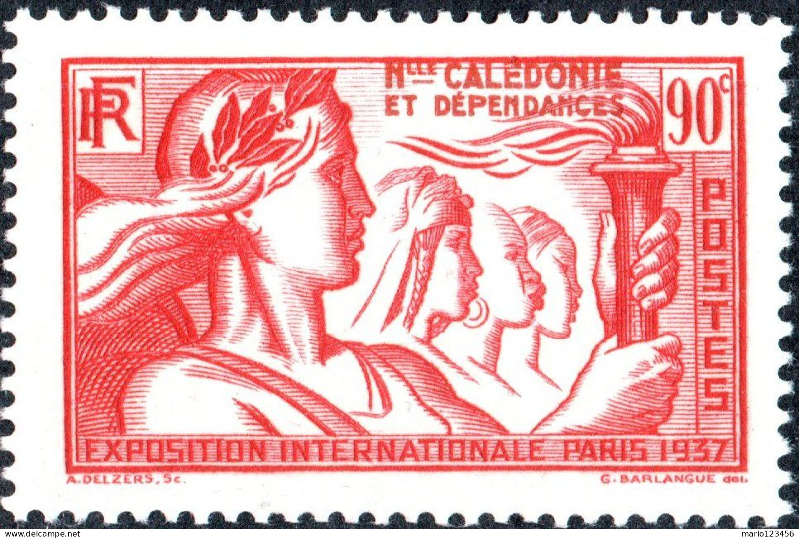 NUOVA CALEDONIA, NEW CALEDONIA, MOSTRA INTERNAZIONALE PARIGI, 1937, NUOVI (MLH*) Mi:NC 204, Scott:NC 212, Yt:NC 170 - Unused Stamps