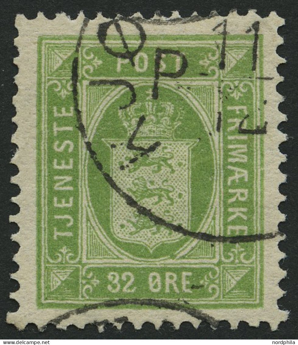 DIENSTMARKEN D 7 O, 1881, 32 Ø Gelbgrün (Facit TJ 9b), Pracht, Facit 550.- Skr. - Altri & Non Classificati