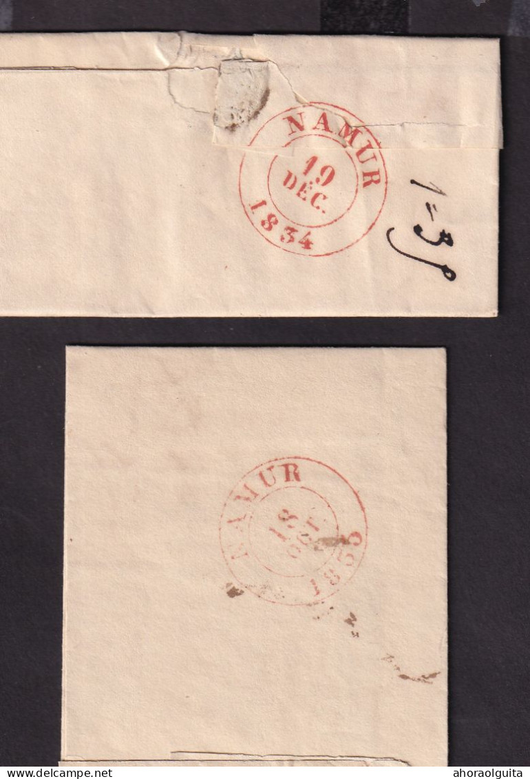 DDGG 075 - 2 X Lettre Précurseur CHIMAY Vers NAMUR - Port 20 Cents (1834) Et 4 Décimes (1835) - Changement De Monnaie - 1830-1849 (Belgica Independiente)