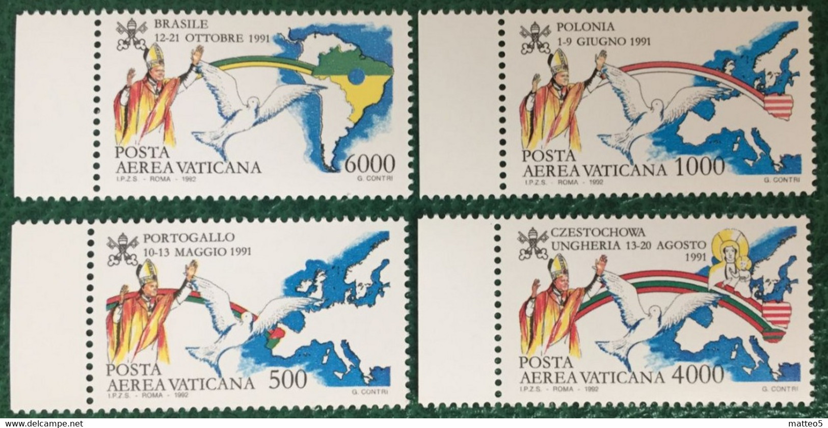 1992 - Vaticano - I Viaggi Del Papa - Serie Quattro Valori - Nuovi - Unused Stamps