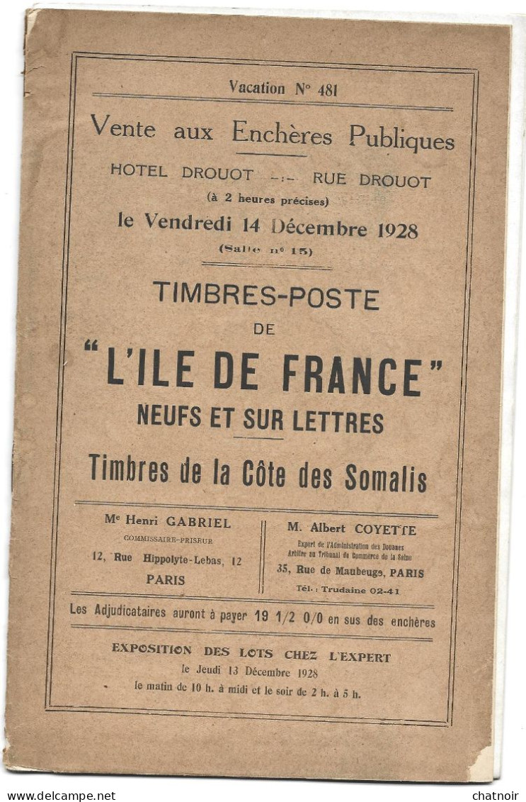 Brochure De Vente  1928  Ile De France 10 Pages Plus Photos / Couv Détachée - Catalogi Van Veilinghuizen