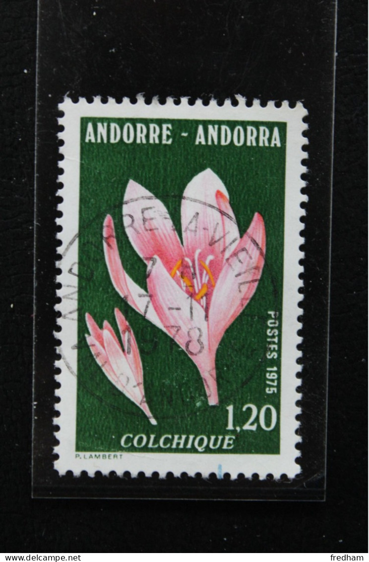 1975 Y&T AD-FR 247 1F20 POLYCHROME FLEURS / PLANTES COLCHIQUE OBLITERE ANDORRE LA VIEILLE  VAL D'ANDORRE DU 17-11-1978 - Gebraucht