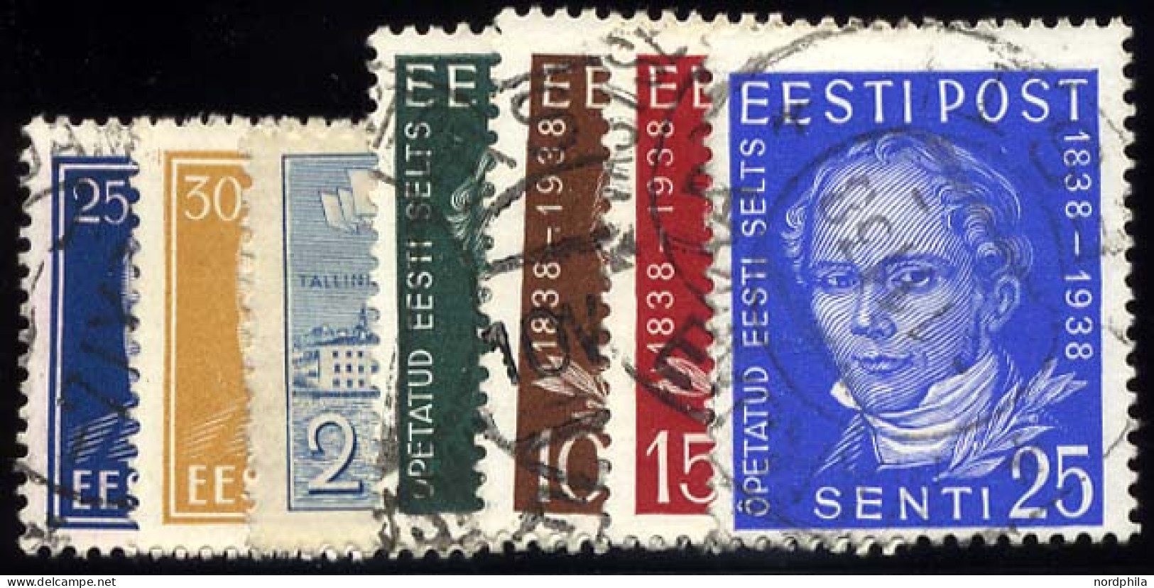 ESTLAND 135-41 O, 1938, Päts, Reval, Hundertjahrfeier, 7 Prachtwerte, Mi. 32.- - Estonie