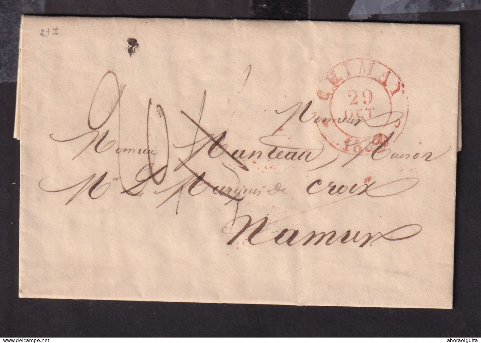 DDGG 076 - Lettre Précurseur CHIMAY 1834 Vers NAMUR - Port 15 Cents , Barré Et Corrigé En 20 Cents - 1830-1849 (Onafhankelijk België)