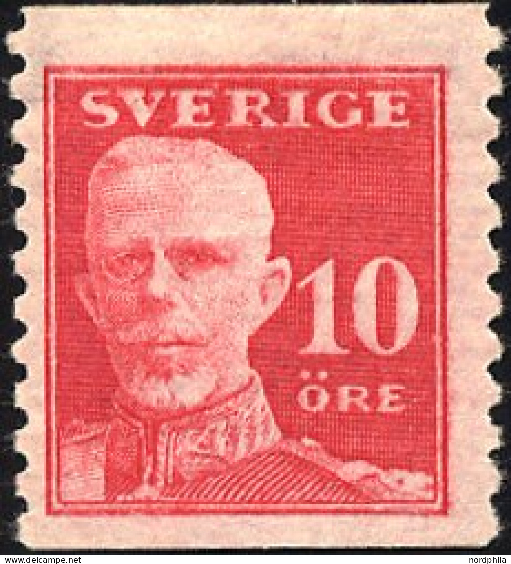 SCHWEDEN 127AW *, 1920, 10 Ö. Hellkarmin, Senkrecht Gezähnt, Ohne Wz., Pracht - Used Stamps
